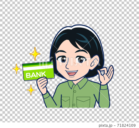 Young woman in green work clothes 71824109
