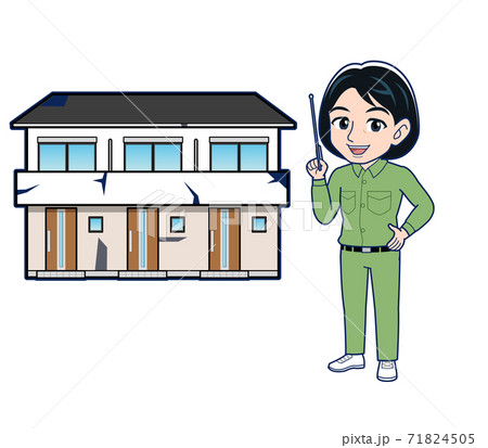 Young woman in green work clothes Young woman in green work clothes 71824505