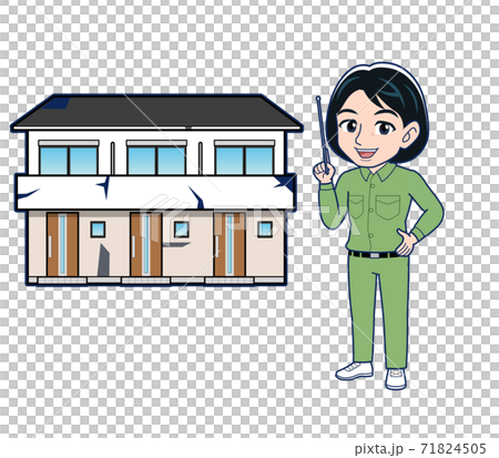 Young woman in green work clothes Young woman in green work clothes 71824505