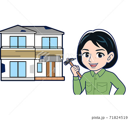 Young woman in green work clothes 71824519