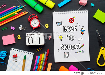 The celebration began the month of 1st September back to school on a notebook 71824727