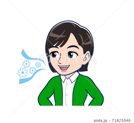 Beautiful woman in a green cardigan Beautiful woman in a green cardigan 71825046