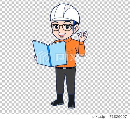 Young man in orange work clothes 71826007