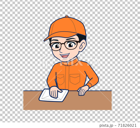 Young man in orange work clothes Young man in orange work clothes 71826021
