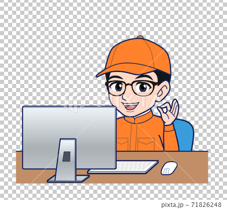 computer, desk work, blue collar worker 71826248