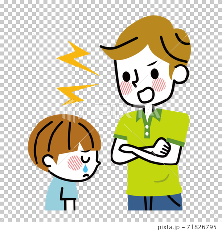 子どもを叱るお父さん 71826795