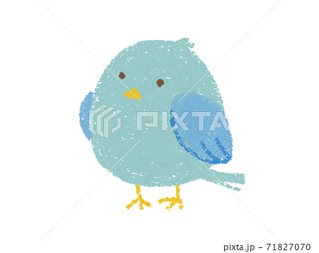 クレヨンタッチの青い鳥のキャラクターイラストのイラスト素材