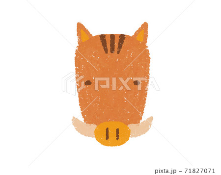 クレヨンタッチの猪の顔のキャラクターイラストのイラスト素材