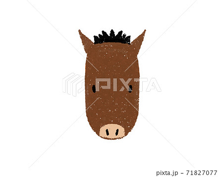 クレヨンタッチの馬の顔のキャラクターイラストのイラスト素材