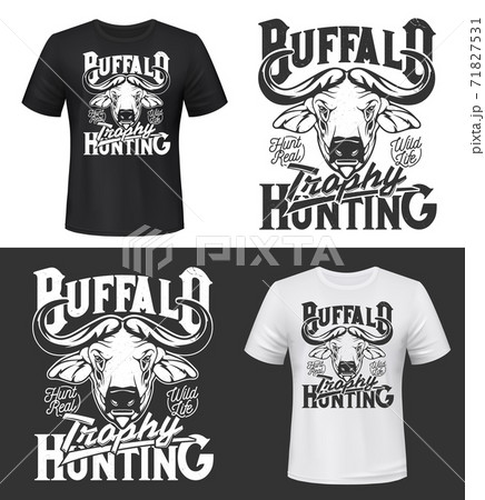 Buffalo trophy hunting t-shirt print vector mockup Buffalo trophy hunting t-shirt print vector mockup 71827531
