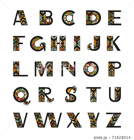 Tribal Alphabet. Capital letters in ethnic style 71828014