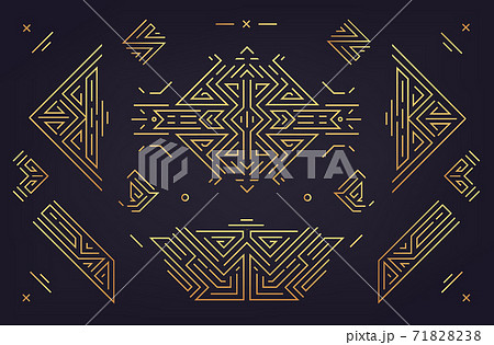 Vector set of abstract geometric design elements, Luxury Vintage Artdeco decorations, dividers. 71828238
