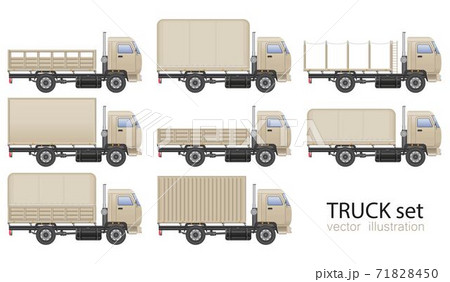 Truck set vector illustration isolated on white background. Transportation vehicle. 71828450