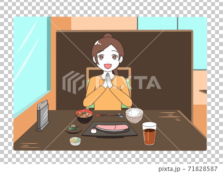 外食する女性 手を合わせる 昼 外食する女性 手を合わせる 昼 71828587