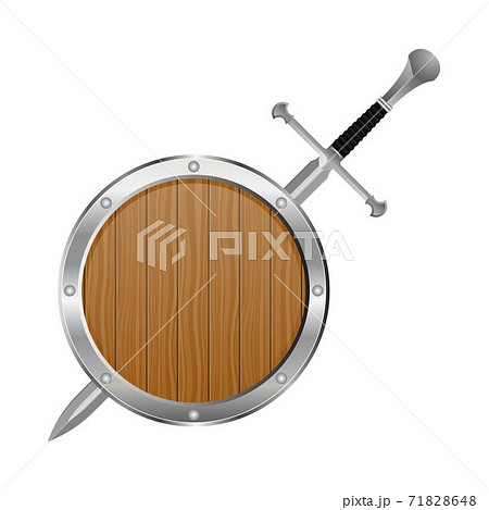 Medieval sword and shield vector illustration isolated on white background Medieval sword and shield vector illustration isolated on white background 71828648