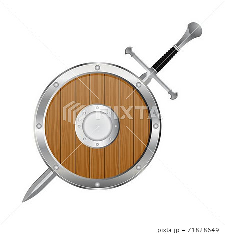 Medieval sword and shield vector illustration isolated on white background 71828649