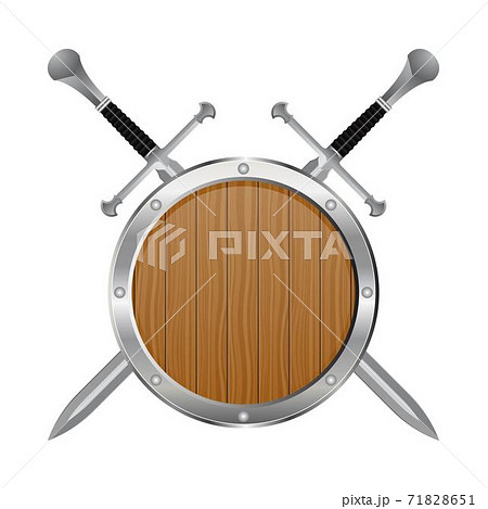 Medieval sword and shield vector illustration isolated on white background Medieval sword and shield vector illustration isolated on white background 71828651