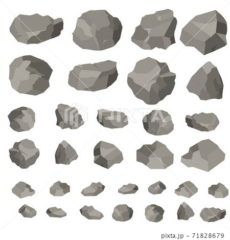 Rock and stones cartoon, vector illustration isolated on white background. Large and small stones in isometric 3d flat style 71828679