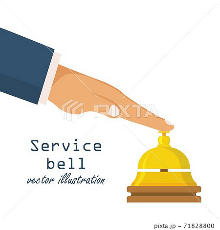 Service bell concept. Customer at reception presses the call button. Bell hotel. Vector illustration in flat design. 71828800