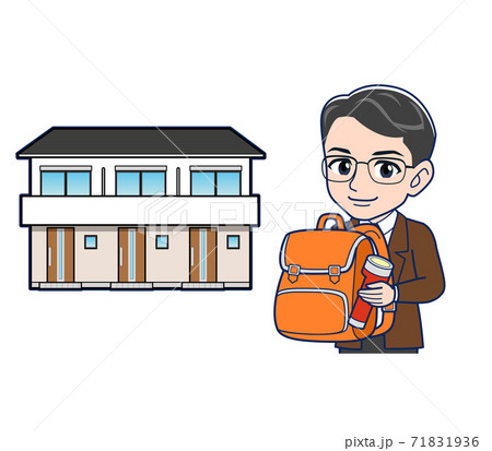 Middle-aged teacher in a brown jacket Middle-aged teacher in a brown jacket 71831936