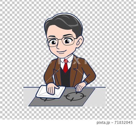 Middle-aged teacher in a brown jacket 71832045