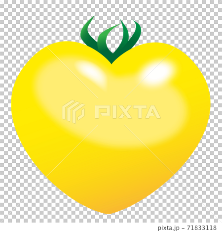 つやつやフレッシュ可愛いハート型の黄色いトマトのイラスト　yellow tomato illust 71833118