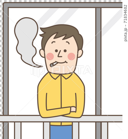 男人在陽台抽煙 男人在陽台抽煙 71834682