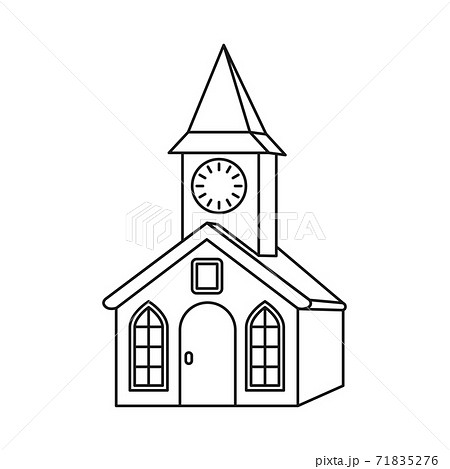 Line art black and white clock tower Line art black and white clock tower 71835276