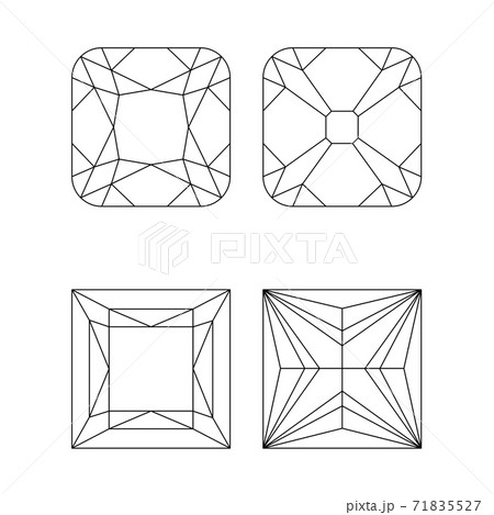 宝石のカットの線画セット ベクター素材のイラスト素材