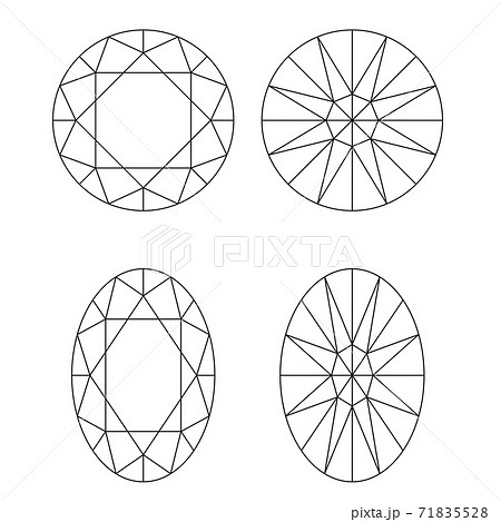 宝石のカットの線画セット ベクター素材のイラスト素材