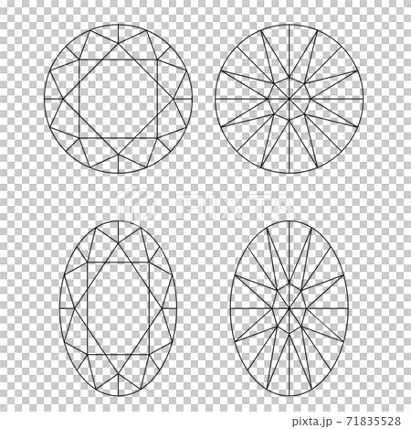 宝石のカットの線画セット ベクター素材のイラスト素材