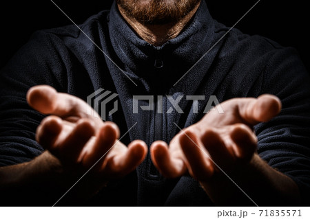 Male hands with open palms. 71835571