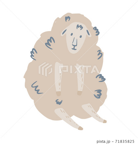 Lamb sit isolated on white background. Abstract cute picture pink color doodle. Lamb sit isolated on white background. Abstract cute picture pink color doodle. 71835825