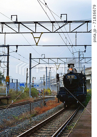 Jr九州 Sl鬼滅の刃 無限列車 車両は大正時代に活躍した蒸気機関車号機 Sl人吉の写真素材