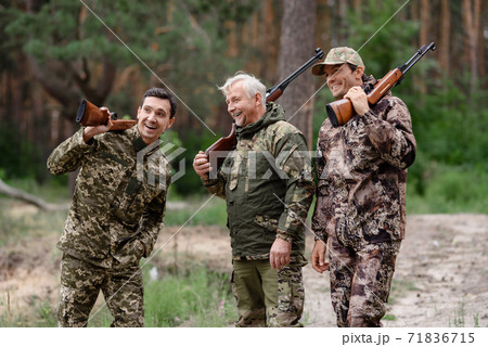 Family Hunting Happy Men Talking and Laughing. Family Hunting Happy Men Talking and Laughing. 71836715