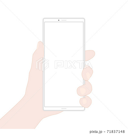 スマートフォンを片手で持つ 71837148