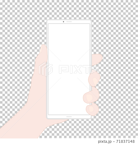 スマートフォンを片手で持つ 71837148