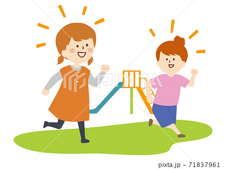 友達と遊ぶ女の子のイラスト素材 友達と遊ぶ女の子のイラスト素材