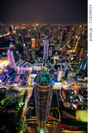 Siam and Rachathewi views from above by night in Bangkok Thailand 71838034