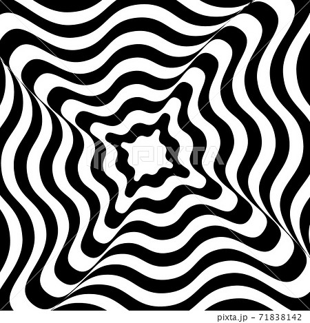 Vector abstract illustration of vortex with lines black and white. Trendy 3d background in op art style, optical illusion. 71838142