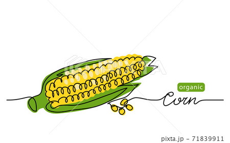 Corn Vector Illustration Background One Line のイラスト素材