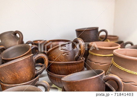 Traditional Tatar ceramic cups and jugs, Crimea Traditional Tatar ceramic cups and jugs, Crimea 71841403