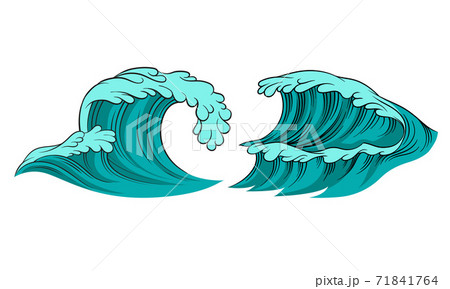 Sea Waves with Foam and Blue Splashes Vector Set Sea Waves with Foam and Blue Splashes Vector Set 71841764