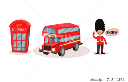 London Symbols With Red Telephone Booth And のイラスト素材