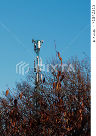 Cell phone tower. Wireless mobile antenna. Network 71842215