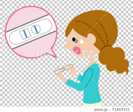A woman who is surprised to find out that she is pregnant with a pregnancy test A woman who is surprised to find out that she is pregnant with a pregnancy test 71843531