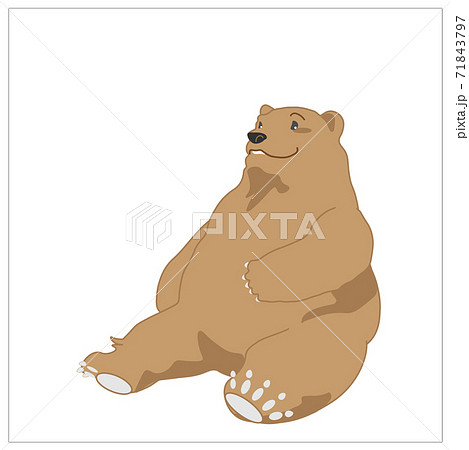 座る茶色い熊のイラスト素材