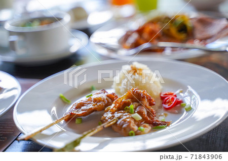 grilled pork thai style with sticky rice grilled pork thai style with sticky rice 71843906