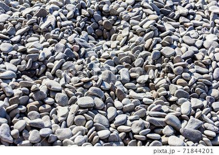 Grey sea pebbles on sunny day 71844201