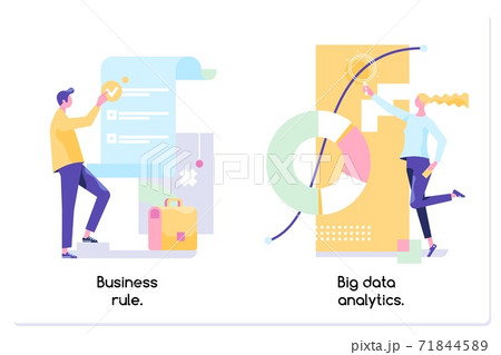 Business rule, big data analytics, application software, data management. Vector illustration 71844589